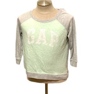 Gap | Mint Green Heather Grey Women’s Crewneck Drop tail Sweatshirt 3/4 Sleeve